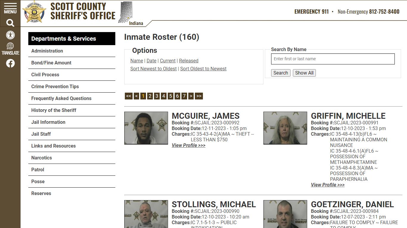 Inmate Roster (164) - Scott County Sheriff
